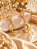 Celestia Bloom Crescent Crystal Drop Earrings