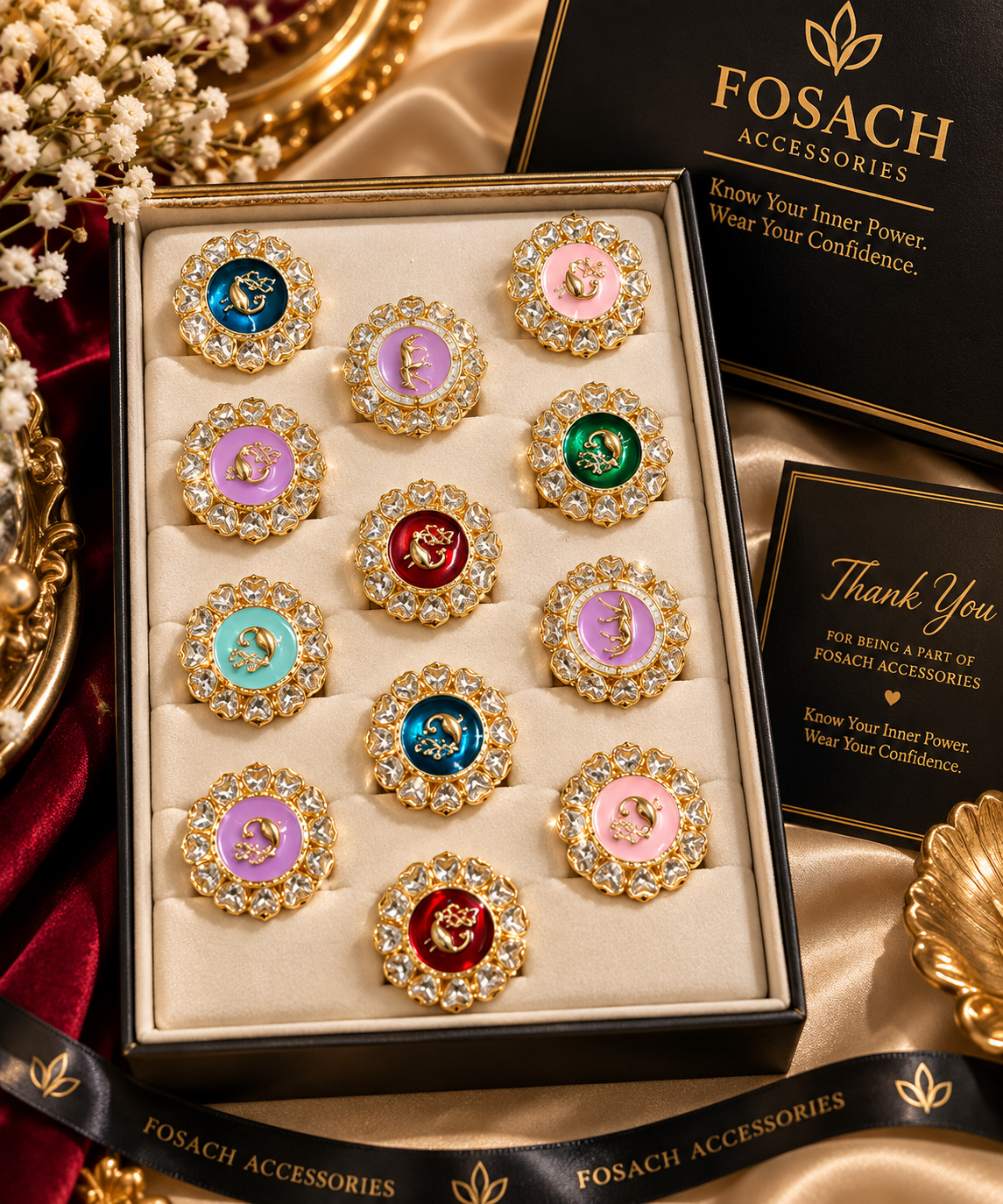 Royal Red Peacock Bloom Statement Ring