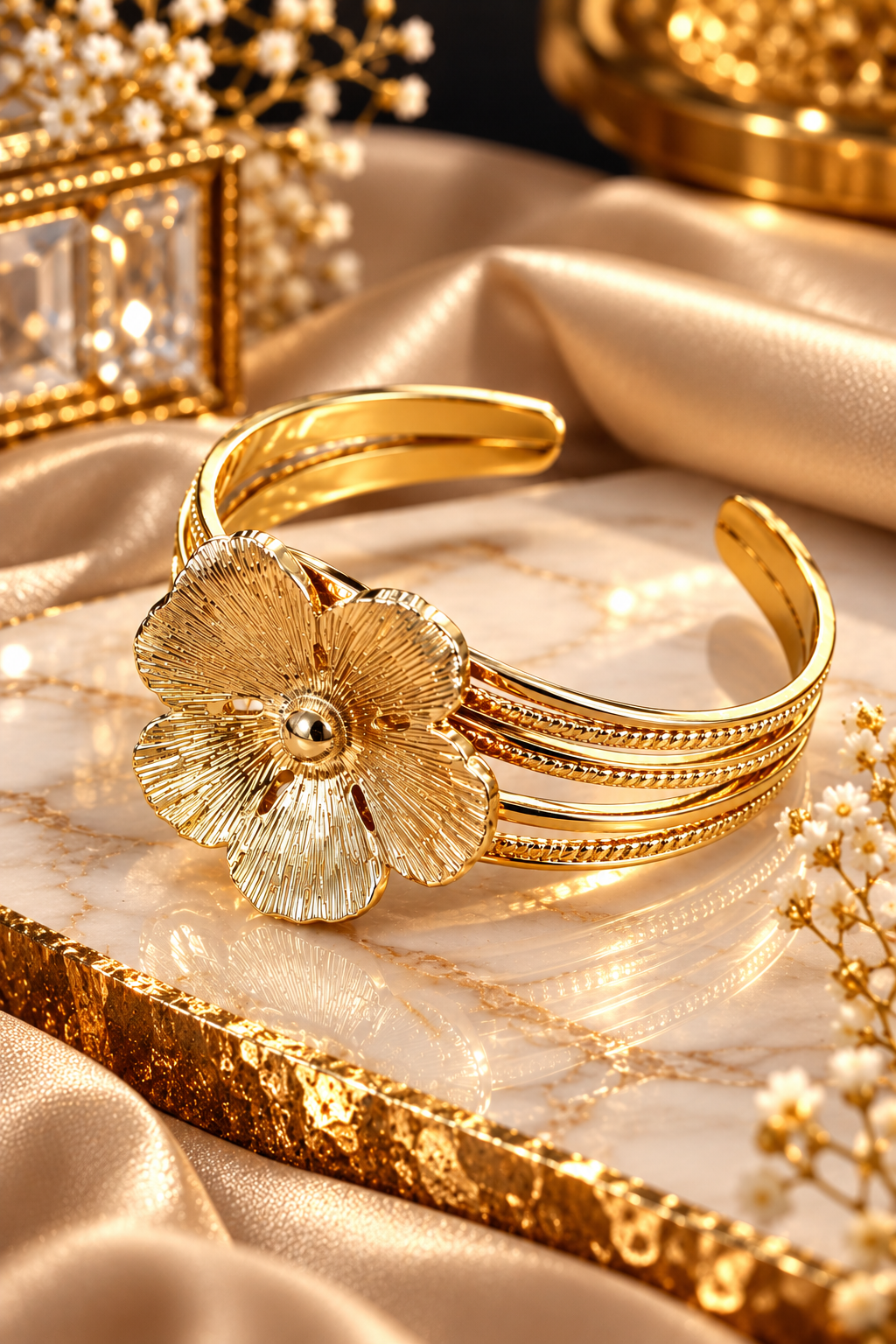Golden Bloom Sculptural Cuff
A Statement of Timeless Elegance.