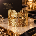 Ginkgo Luxe Gold Statement Cuff Bracelet