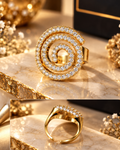 FOSACH Golden Spiral Crystal Statement Ring
An Elegant Expression of Modern Glamour