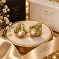FOSACH Sculpted Pearl Statement Earrings